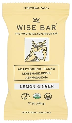 Wise Bar, Mushroom Bar Lemon Ginger Organic, 1.9 Ounce
