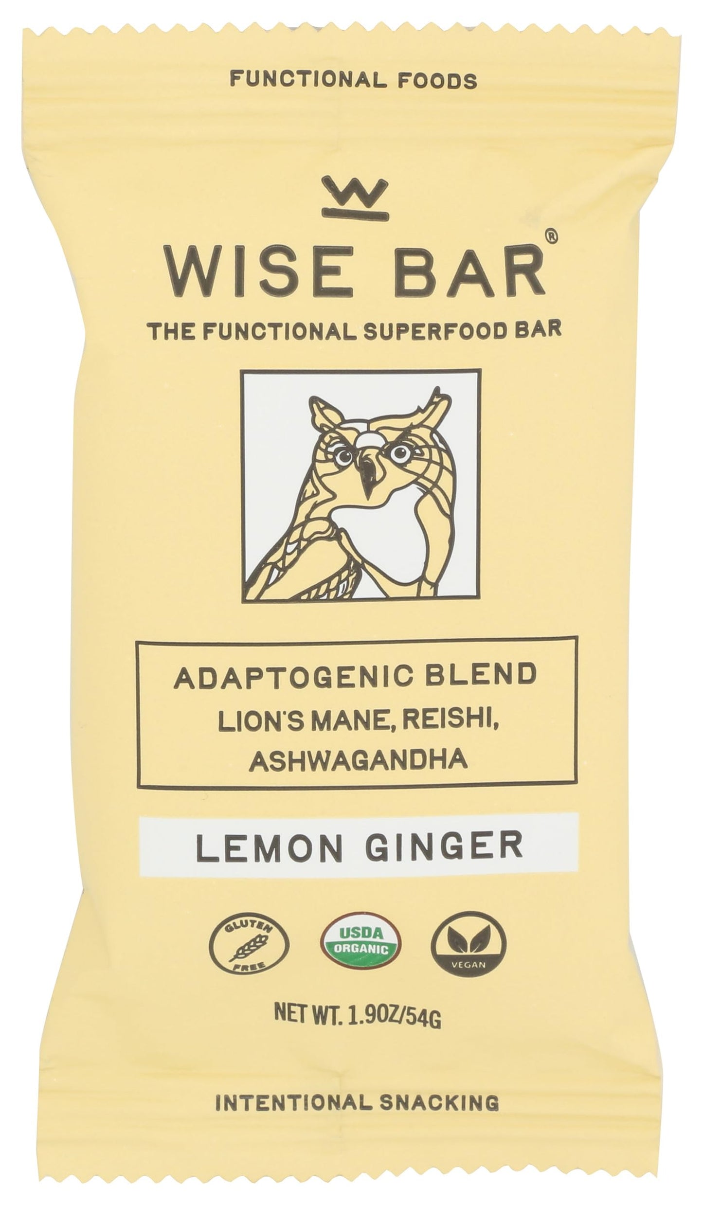 Wise Bar, Mushroom Bar Lemon Ginger Organic, 1.9 Ounce