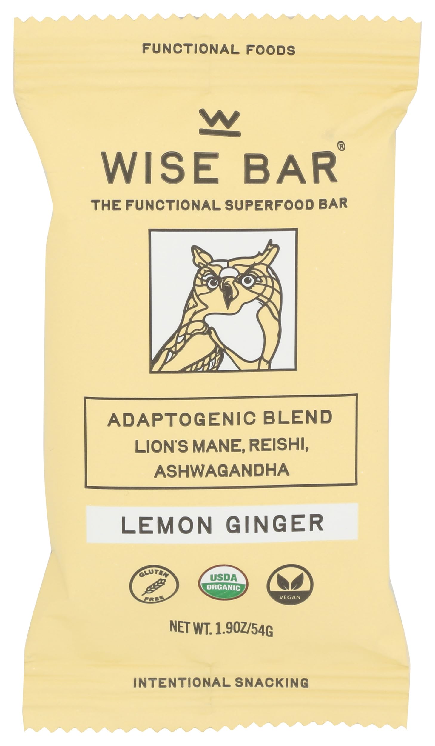Wise Bar, Mushroom Bar Lemon Ginger Organic, 1.9 Ounce