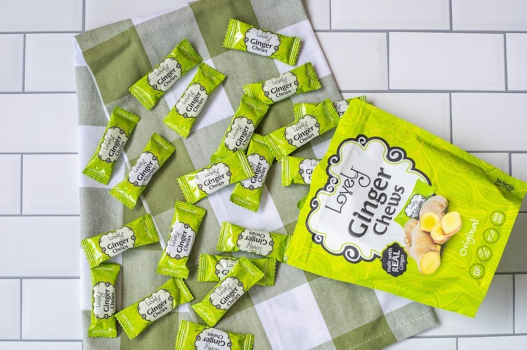 Lovely Candy Co. Original Ginger Chews, Made with Real Ginger, Individually Wrapped, 5oz (6-Pack) | Gluten-Free, Non-GMO, NO Artificial Ingredients