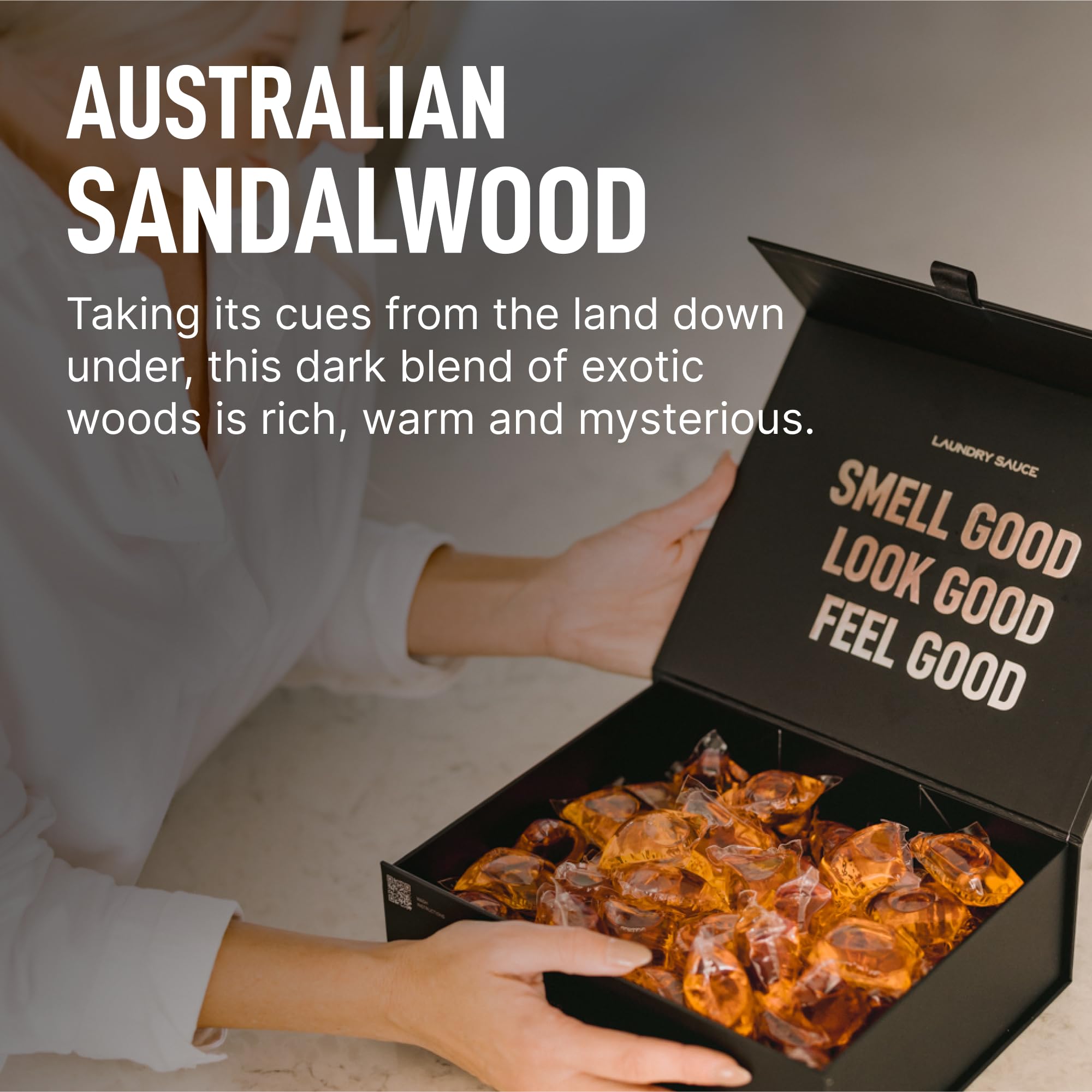 Laundry Sauce - Luxury Scented Laundry Detergent Pods & Scent Booster Bundle (Australian Sandalwood), Premium Laundry Washing Pods with High-End