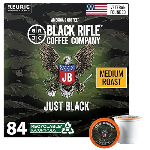 Black Rifle Coffee Company Just Black, 84 Count, Medium Roast K Cups - Single Serve K Cups Coffee Pods - Kcup Pods Compatible with Keurig 1.0 & 2.0