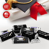 60 New Graduation Cap Party Class of 2026 Miniatures Candy Bar Wrapper, Mini Candy Chocolate Bar Stickers, Labels, Candy Not Included, Color Black