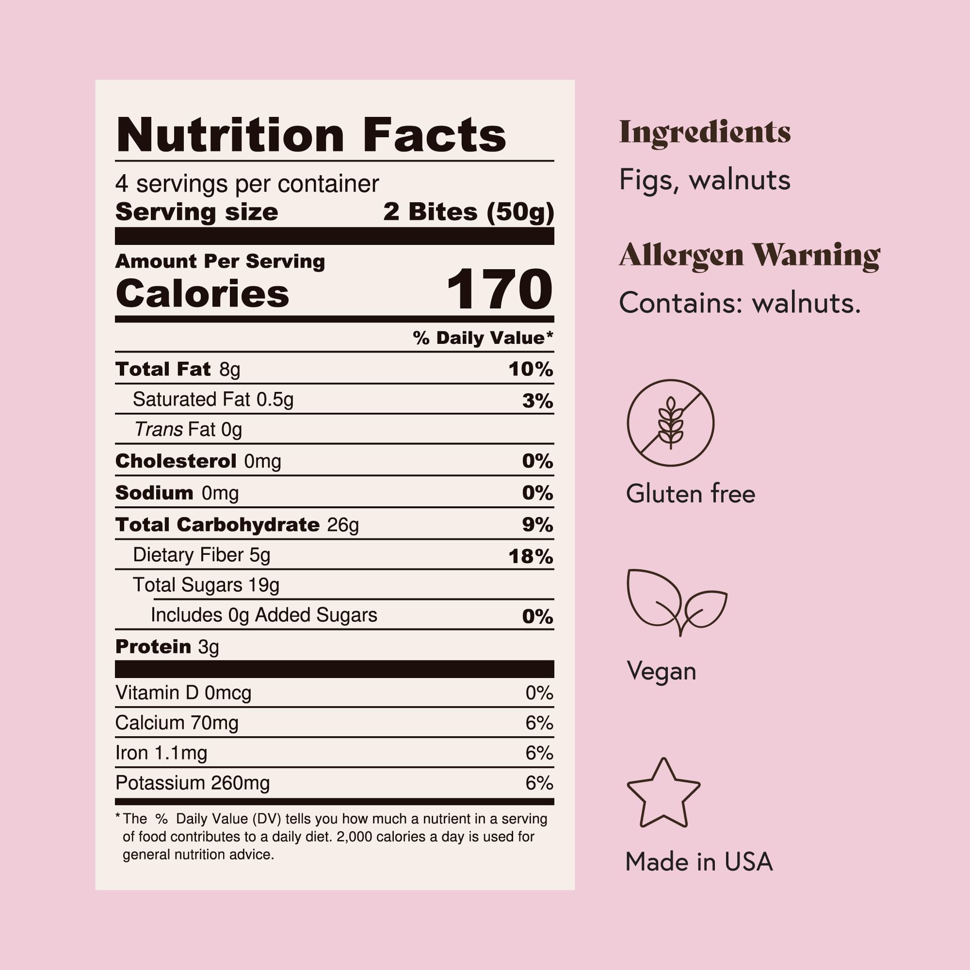 Fichi Fig and Nut Bites, a Wholesome and Delicious Gluten-Free Italian Fruit and Nut Snack (Two Pack, Fig and Walnut)