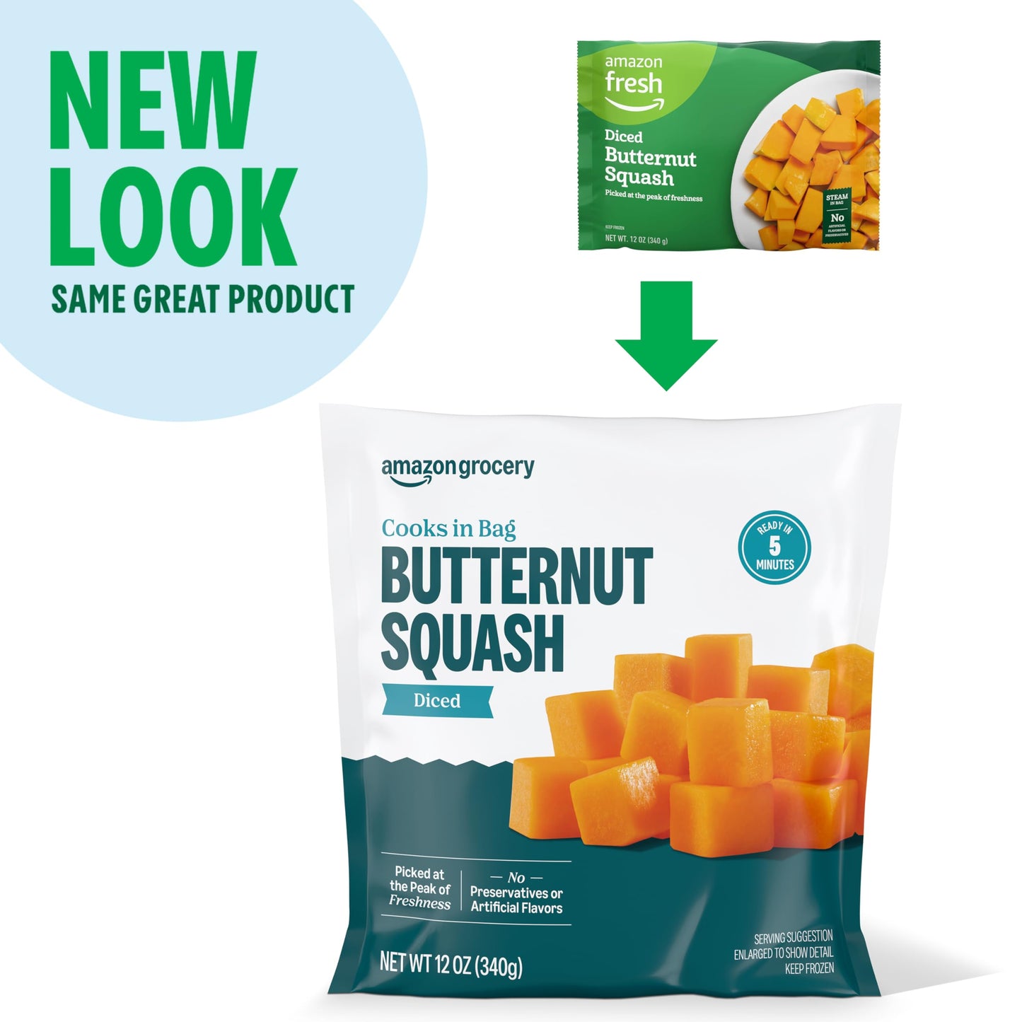 Amazon Grocery, Diced Butternut Squash, 12 oz, Frozen (Previously Amazon Fresh, Packaging May Vary)