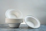150 Count Green Wave, 12 oz disposable, compostable white round bowls | Eco friendly product made of Bagasse with Heavy Duty quality, alternative