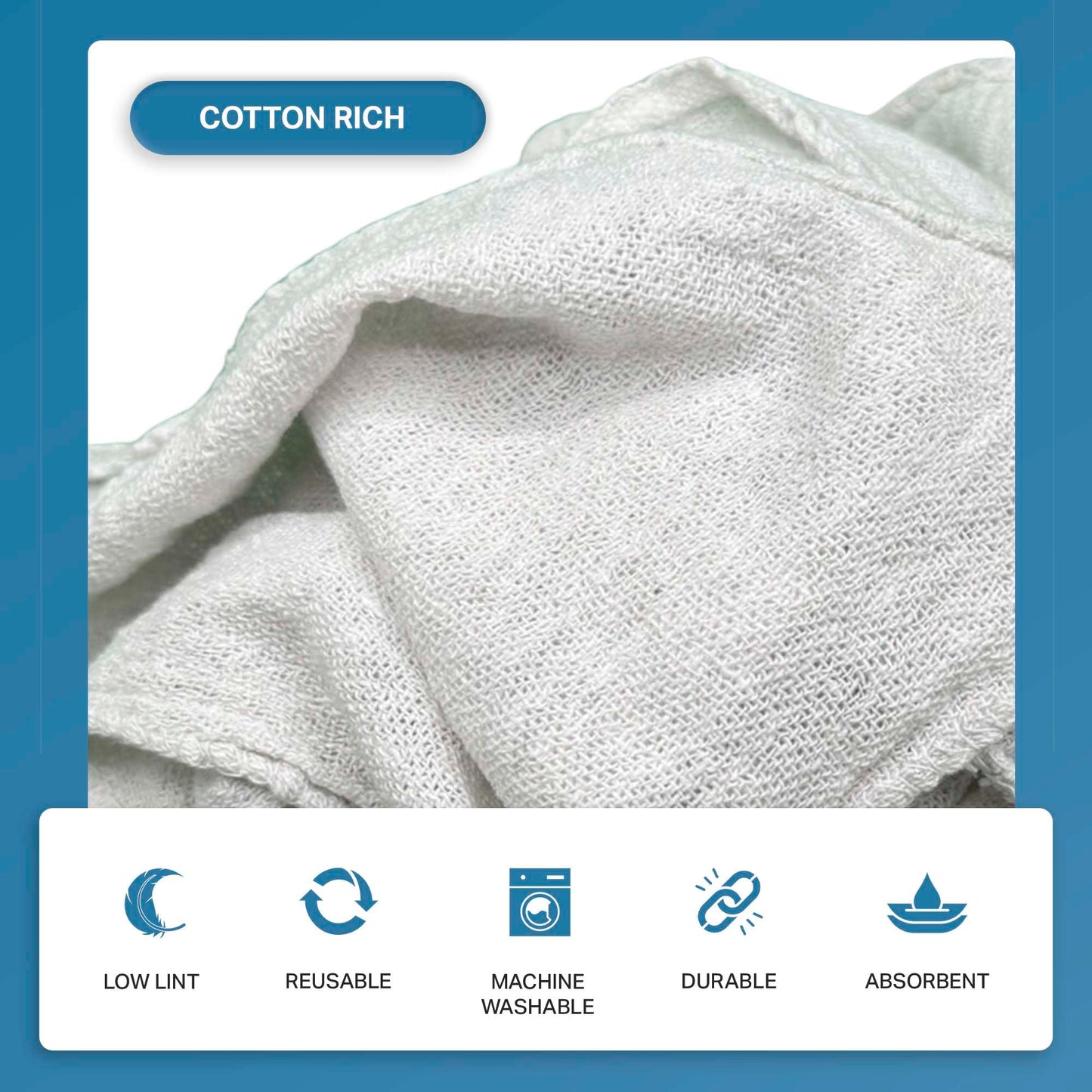 Angel-in-Armor Shop Towels (14”x14”) - 500 Unit Box of Lint-Free Cotton Shop Towel Cleaning Rags - Durable Shop Rags for Auto, Garage, Industrial