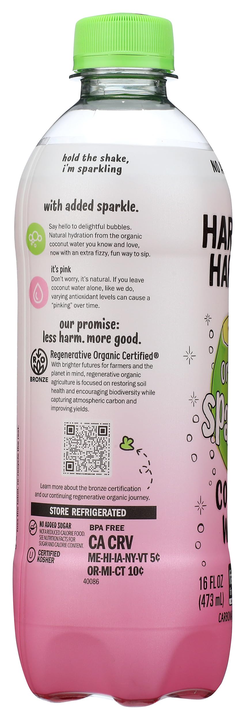 HARMLESS HARVEST Organic Sparkling Coconut Water, 16 FZ