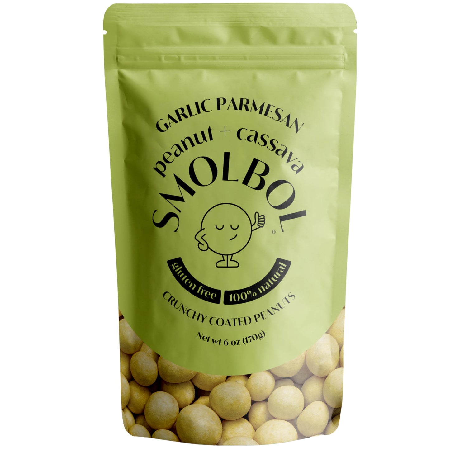 SMOLBOL Crunchy Coated Peanuts (6 Ounce (Pack of 1), Garlic Parmesan)