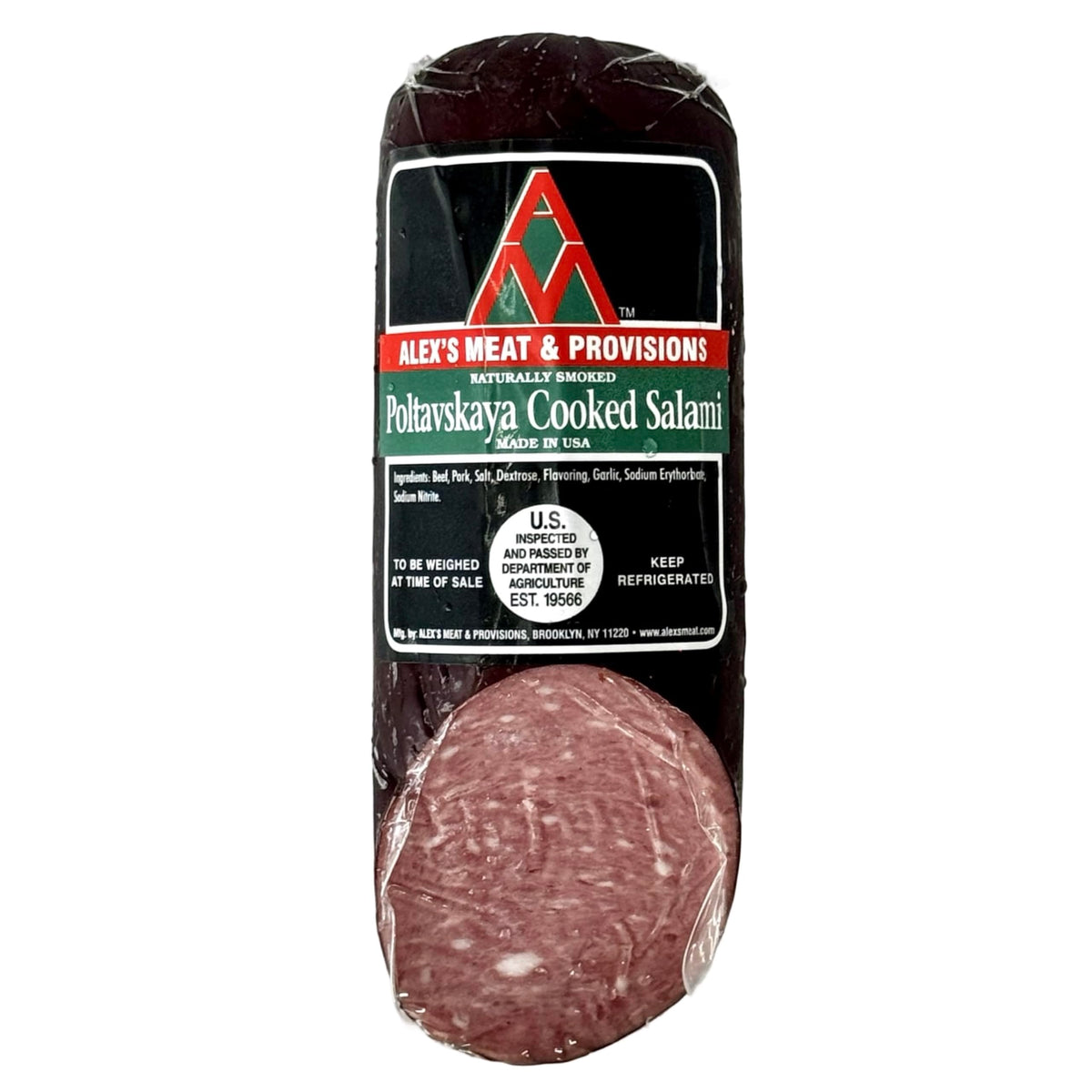 Alex’s Meat - Poltavskaya Cooked Salami - Traditional Eastern European Pork & Beef Sausage, Fully Cooked, Mildly Spiced and Juicy, Deli-Style Cold Cut