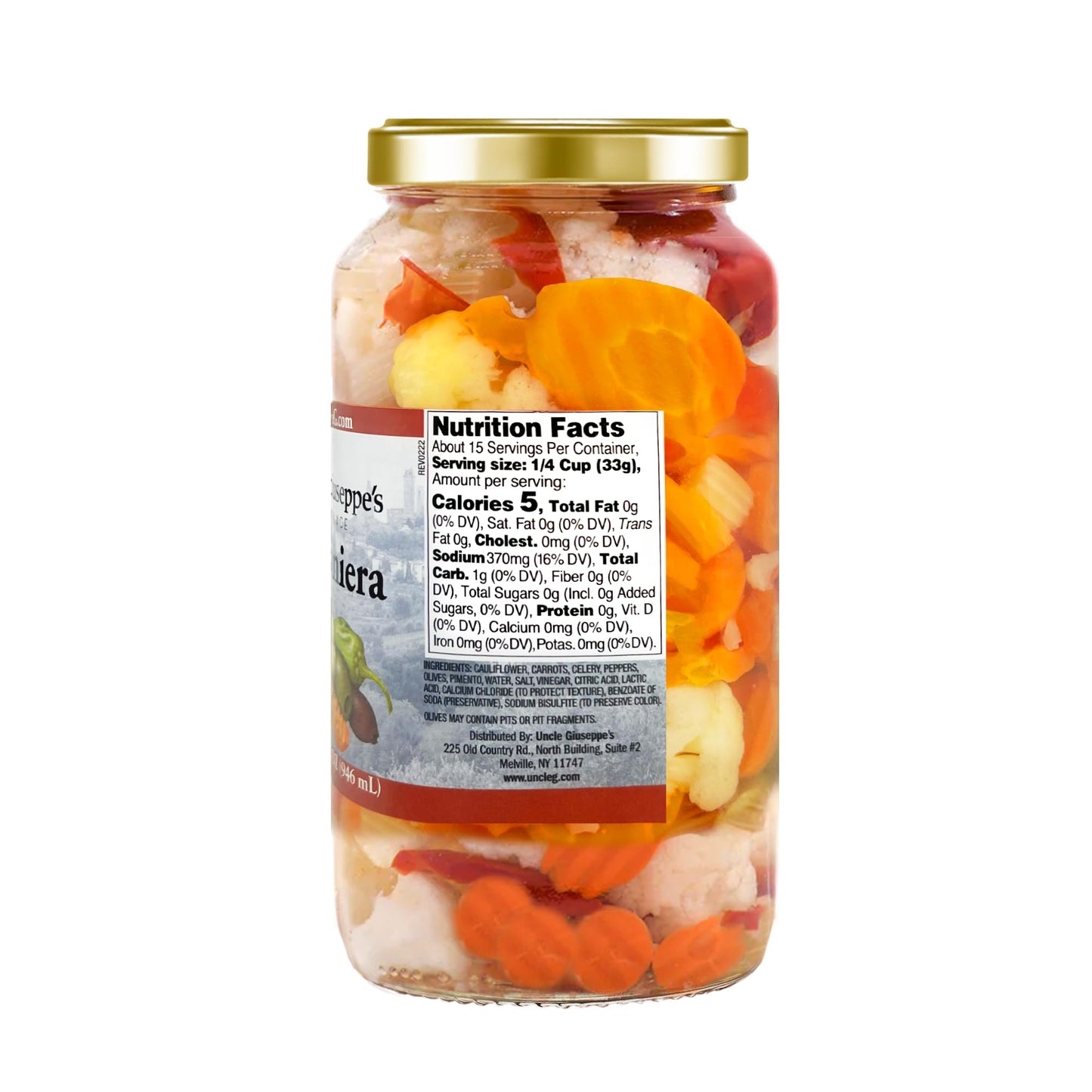 Uncle Giuseppe’s Giardiniera - 32 fl oz Jar - Italian-Style Pickled Vegetable Medley, Crisp & Zesty, All-Natural (Pack of 1)