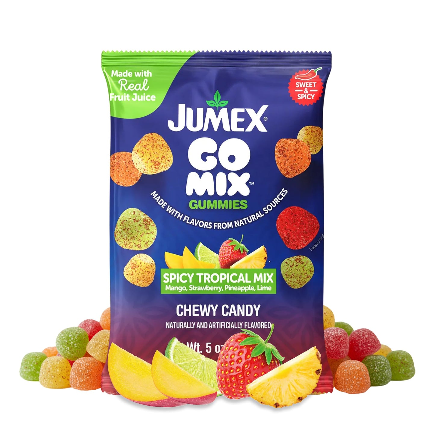 Jumex GoMix Tropical Spicy Gummy Candy Variety Pack - Spicy Candy Made with Real Fruit Juice - Best Gummies for Adults & Kids - Assorted Fruit Flavors