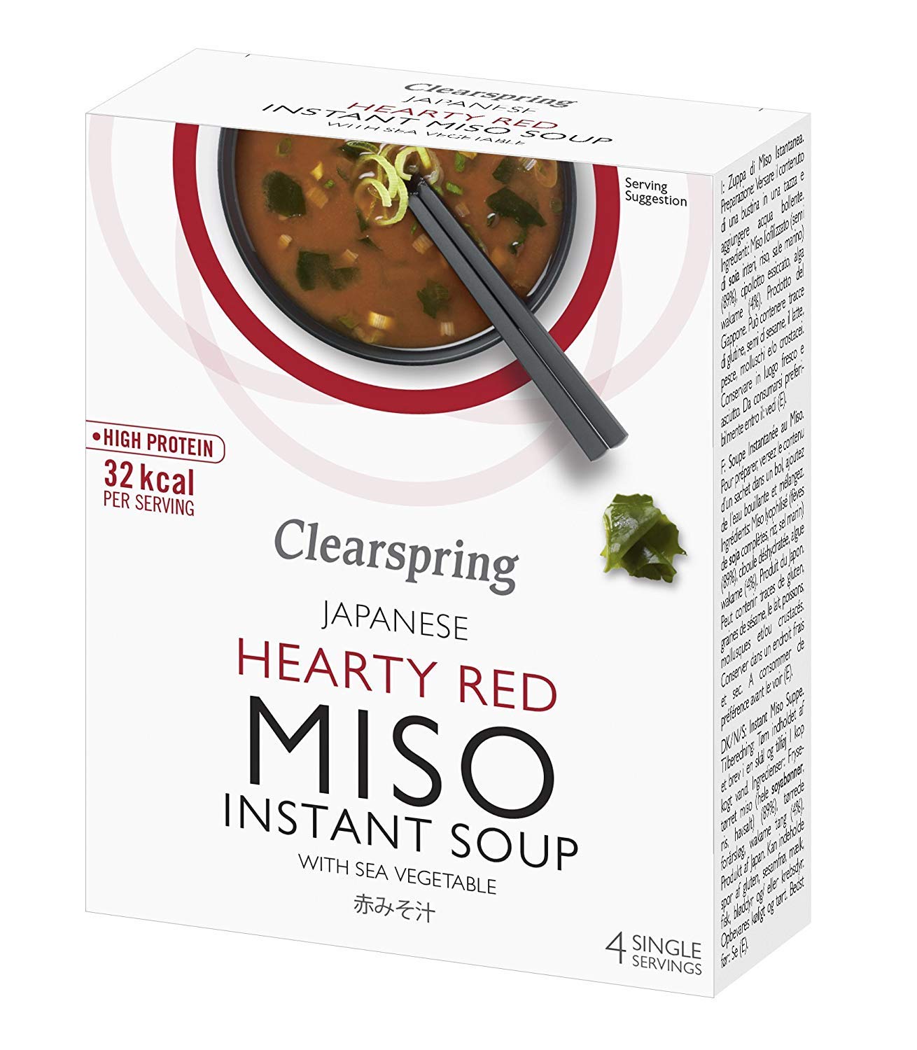 Clearspring Hearty Red Miso Soup + Sea veg 10g (Pack of 8)