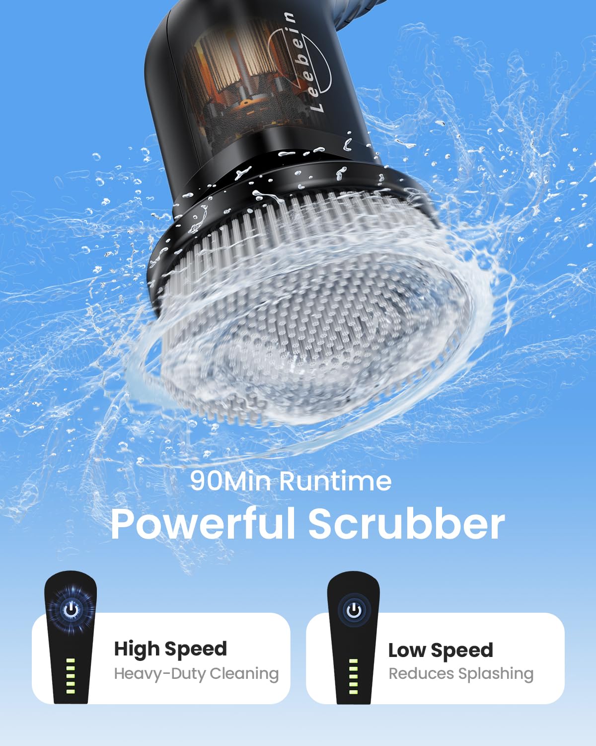 Leebein Electric Spin Scrubber, Cordless Cleaning Brush with 8 Replaceable Brush Heads, Tub and Floor Tile Power Scrubber Dual Speed with Adjustable