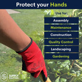 Supply Solutions 13 Gauge Polyester Shell with Latex Crinkle Palm Dipped Safety Work Gloves for Landscaping, Warehouse, Construction, Gardening