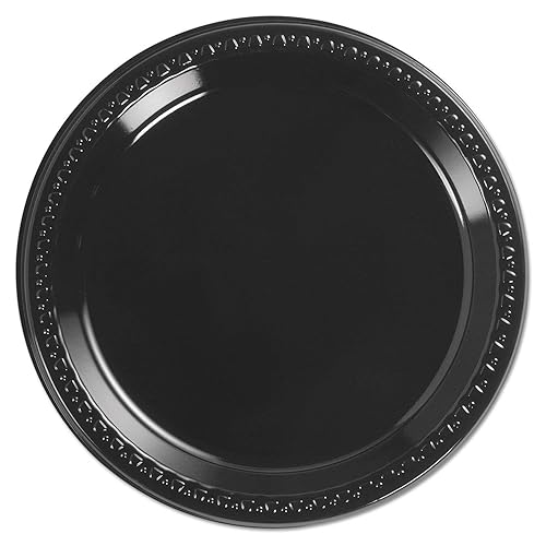 Chinet Heavyweight Plastic Plates, 9" Diamter, Black, 125/Pack, 4 Packs/CT