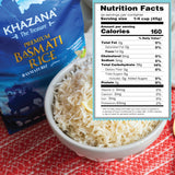 Authentic Premium Basmati Rice by Khazana in 10 lb Bag - Aromatic and Flavorful Indian Grain - Non-GMO, Gluten Free, Kosher, Cholesterol Free
