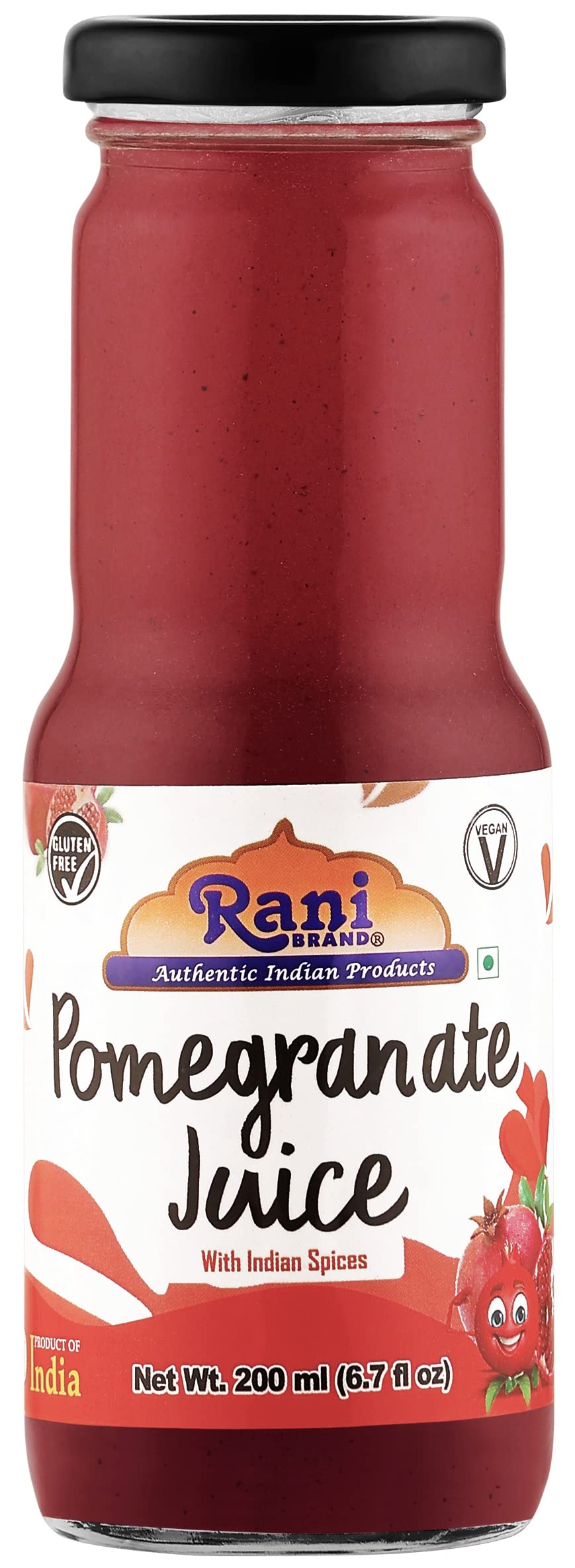 Rani Pomegranate Juice 6.7 fl oz (200 ml) Glass Bottle, Pack of 6 ~ Indian Fruit Beverage | Vegan | Gluten Free | NON-GMO | Indian Origin