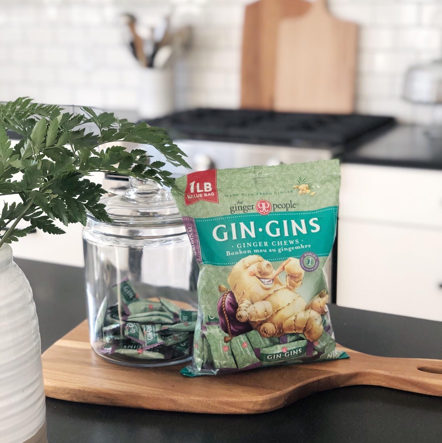 GIN GINS Original Ginger Chews - Natural Fresh Ginger Candy by The Ginger People - Individually Wrapped Healthy Candy - Original Flavor - Large 1 lb