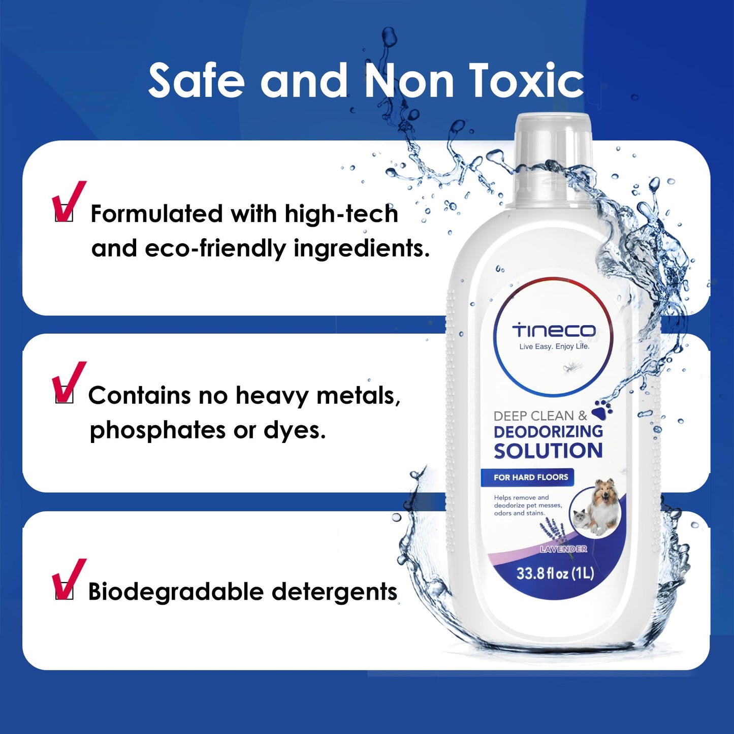 Tineco Floor Cleaning Solution 1L (33.8oz), Lavender Scent, Deep Cleaner for Multi-Hard Floors, Compatible with iFLOOR & FLOOR ONE S3/S5/S6/S7/S9