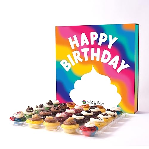 Baked by Melissa Cupcakes - Happy Birthday Gift Box - OG Original Greats Cupcakes - Assorted Bite-Size Cupcakes, Includes 8 Different Flavors (25