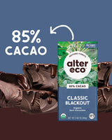 Alter Eco | Classic Blackout | 85% Pure Dark Cocoa, Fair Trade, Organic, Non-GMO, Gluten Free Dark Chocolate Bar, 4 Bars
