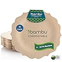 Bambu Pack of 25-9 Inch Disposable Bamboo Plates Fancy, Biodegradable Eco Friendly Products, Bamboo Disposable Plates for Party, Weddings, and Events