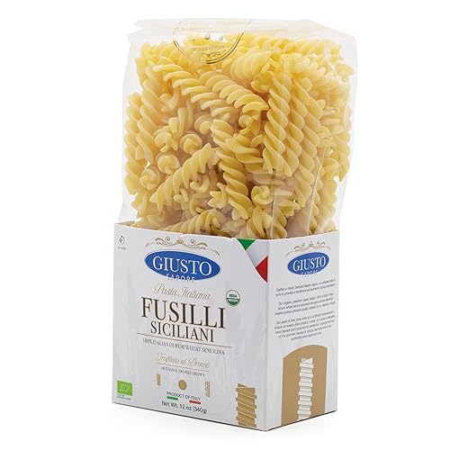 Giusto Sapore Imported Artisanal Fusilli Siciliani Italian Pasta, Organic Bronze Drawn, 340G (12 oz)