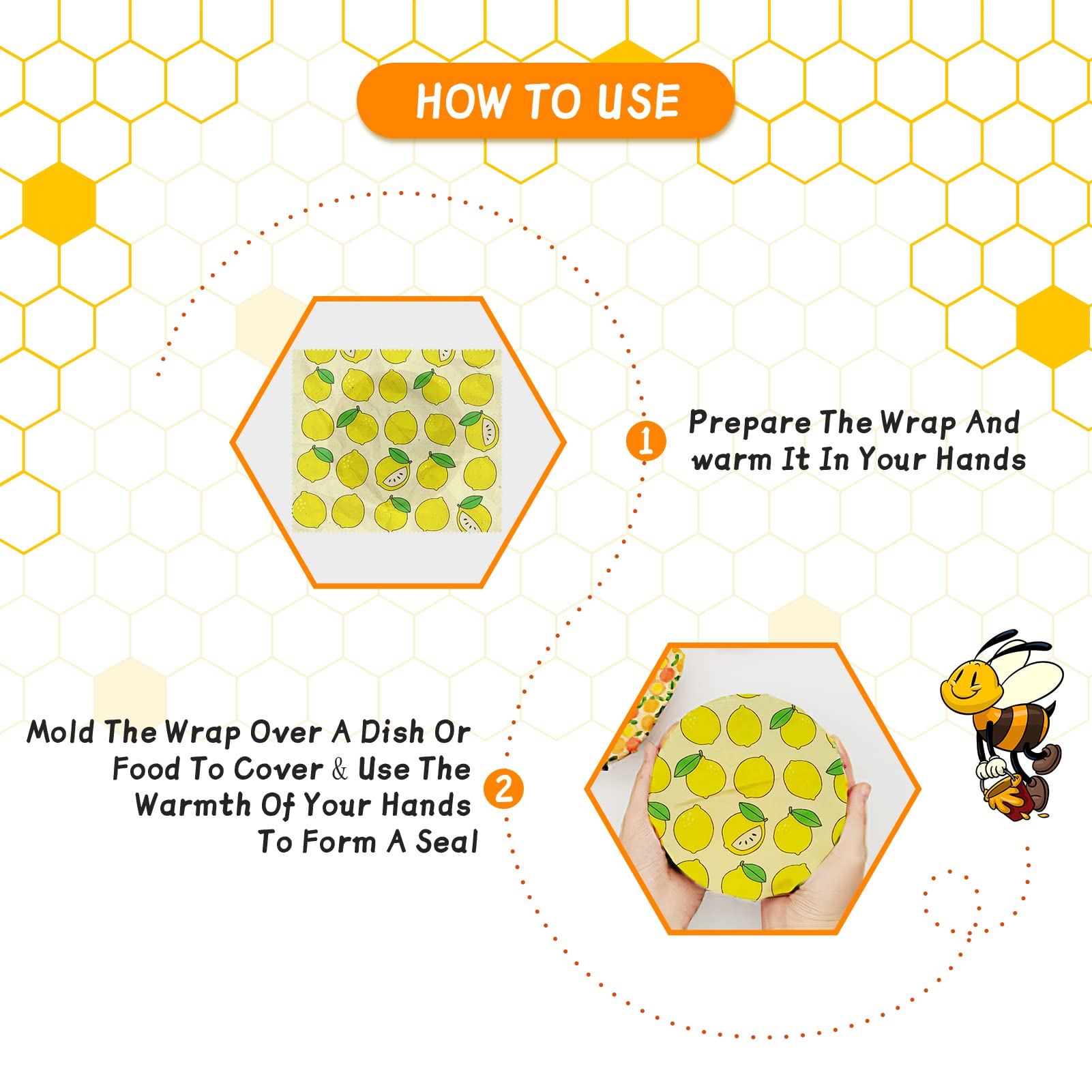 Reusable Beeswax Wrap - 9 Pack Eco-Friendly Beeswax Wraps For Food, Organic, Sustainable, Biodegradable, Zero Waste, Plastic-Free Food Storage, 1L