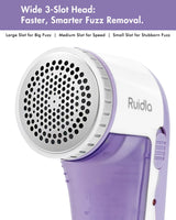 Ruidla Fabric Shaver Lint Shaver Defuzzer, Electric Lint Remover, Rechargeable Sweater Shaver with Replaceable Stainless Steel 3-Leaf Blades, Dual