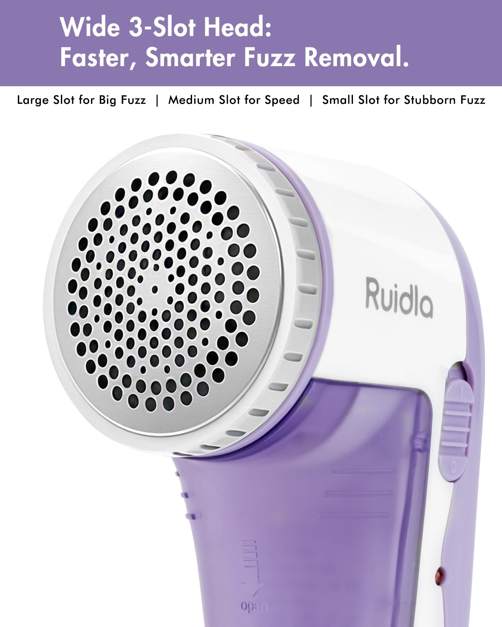 Ruidla Fabric Shaver Lint Shaver Defuzzer, Electric Lint Remover, Rechargeable Sweater Shaver with Replaceable Stainless Steel 3-Leaf Blades, Dual
