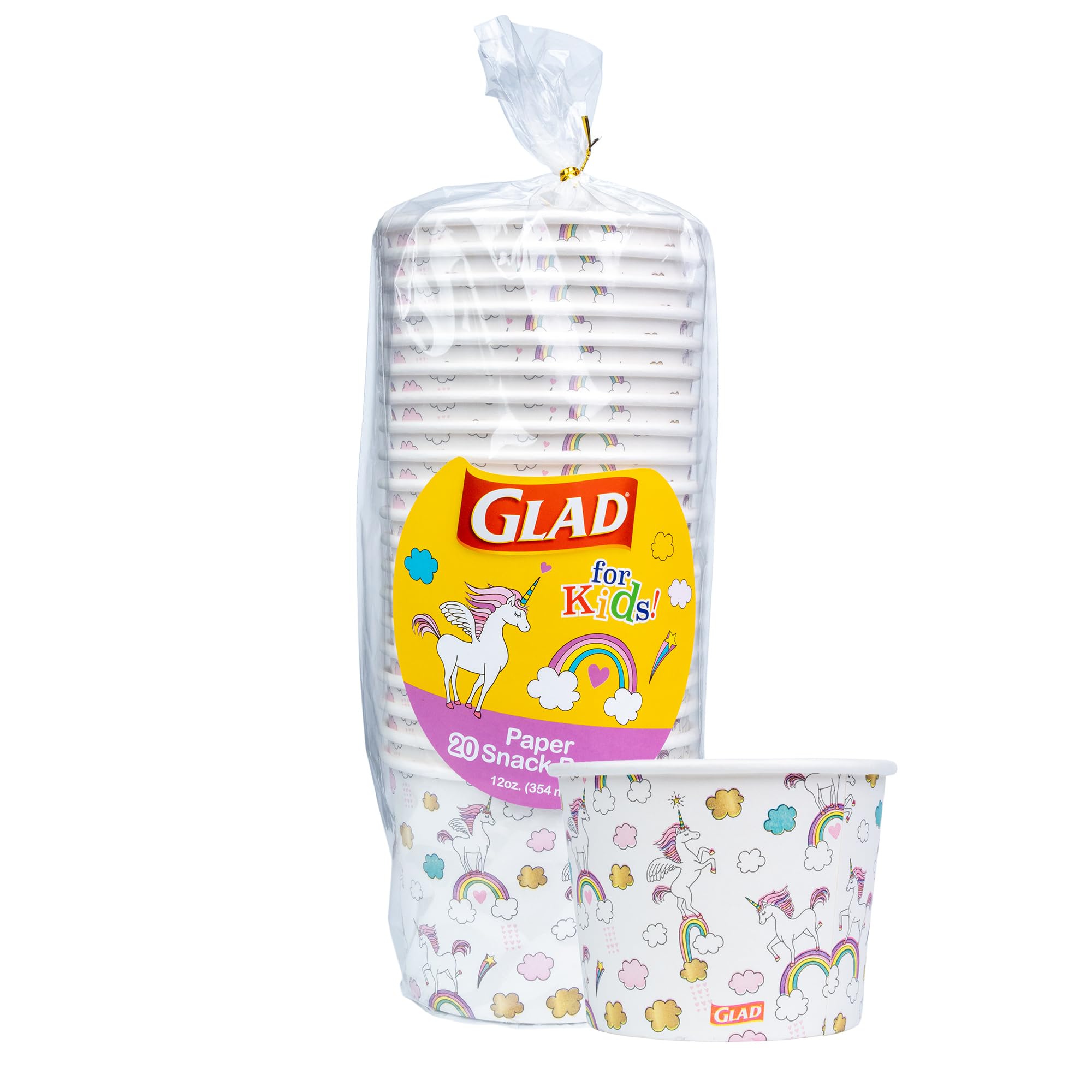 Glad for Kids Unicorns Paper Snack Bowls, Disposable Paper Bowls for Kids Snacks and Parties, Sturdy Microwave Safe Bowls for Everyday Use and Easy