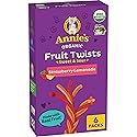 Annie's Organic Sweet and Sour Fruit Twists, Strawberry Lemonade Fruit Flavored Snacks, 6 Count, 3.84 oz