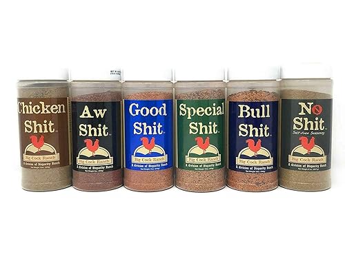 Big Cock Ranch Big 6 Sampler (Pack of 6 Seasonings with 1 each of Bull, Special, Good, Aw, Chicken, and No)