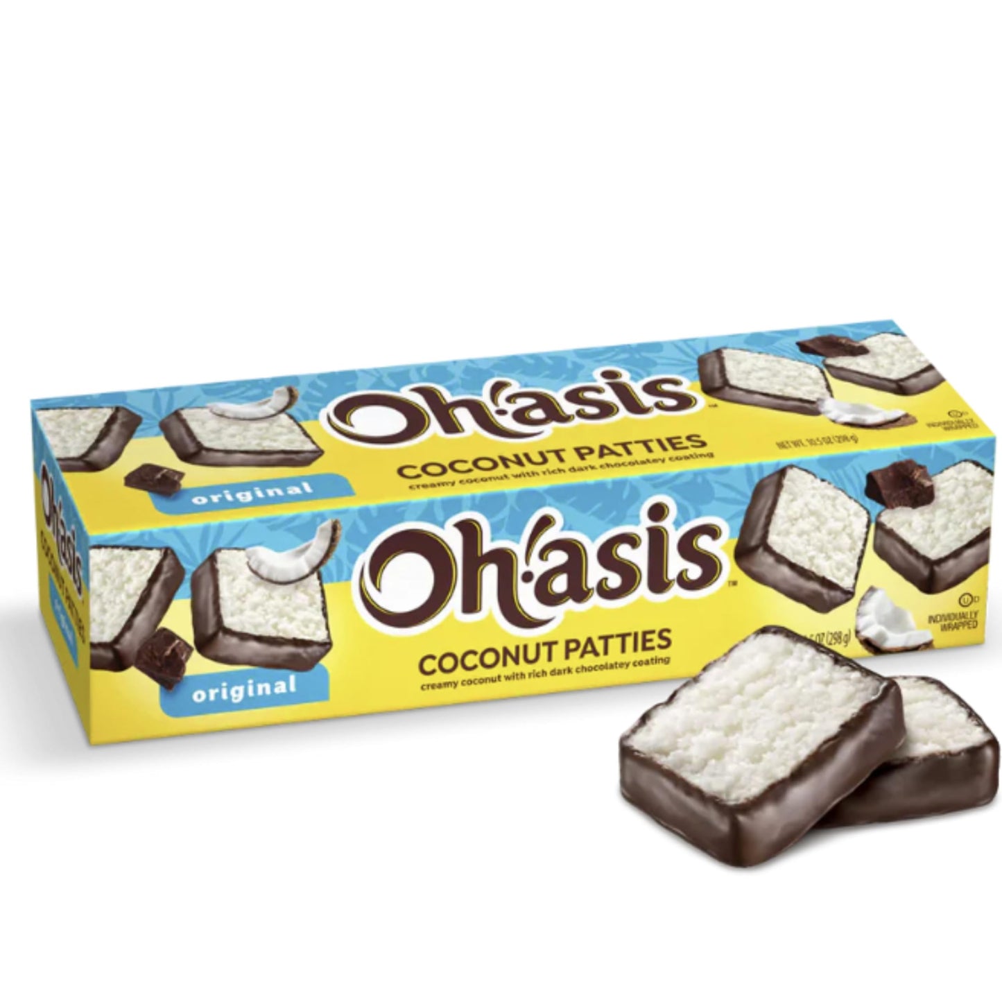 Coconut Patties Original - 3 Pack | Dark Chocolate Covered Creamy Coconut Squares - Individually Wrapped Tropical Candy Snack - Florida Style Gourmet