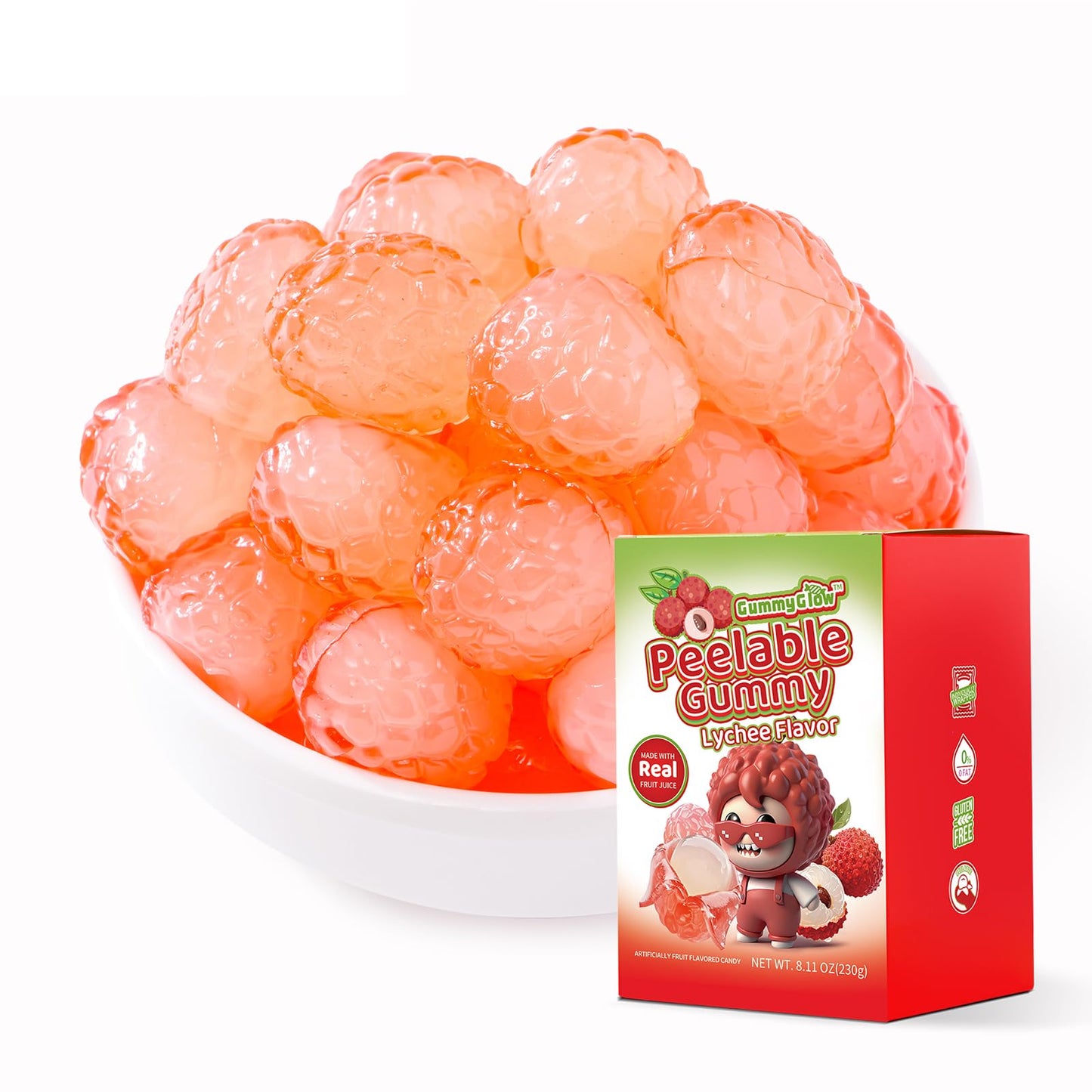 GummyGlow Peelable Fruity Gummy Candy, 8.1oz (230g) Box, 45-55 Individually Wrapped Chewy Candies, Fun to Peel, Perfect for Sharing, Party Favors