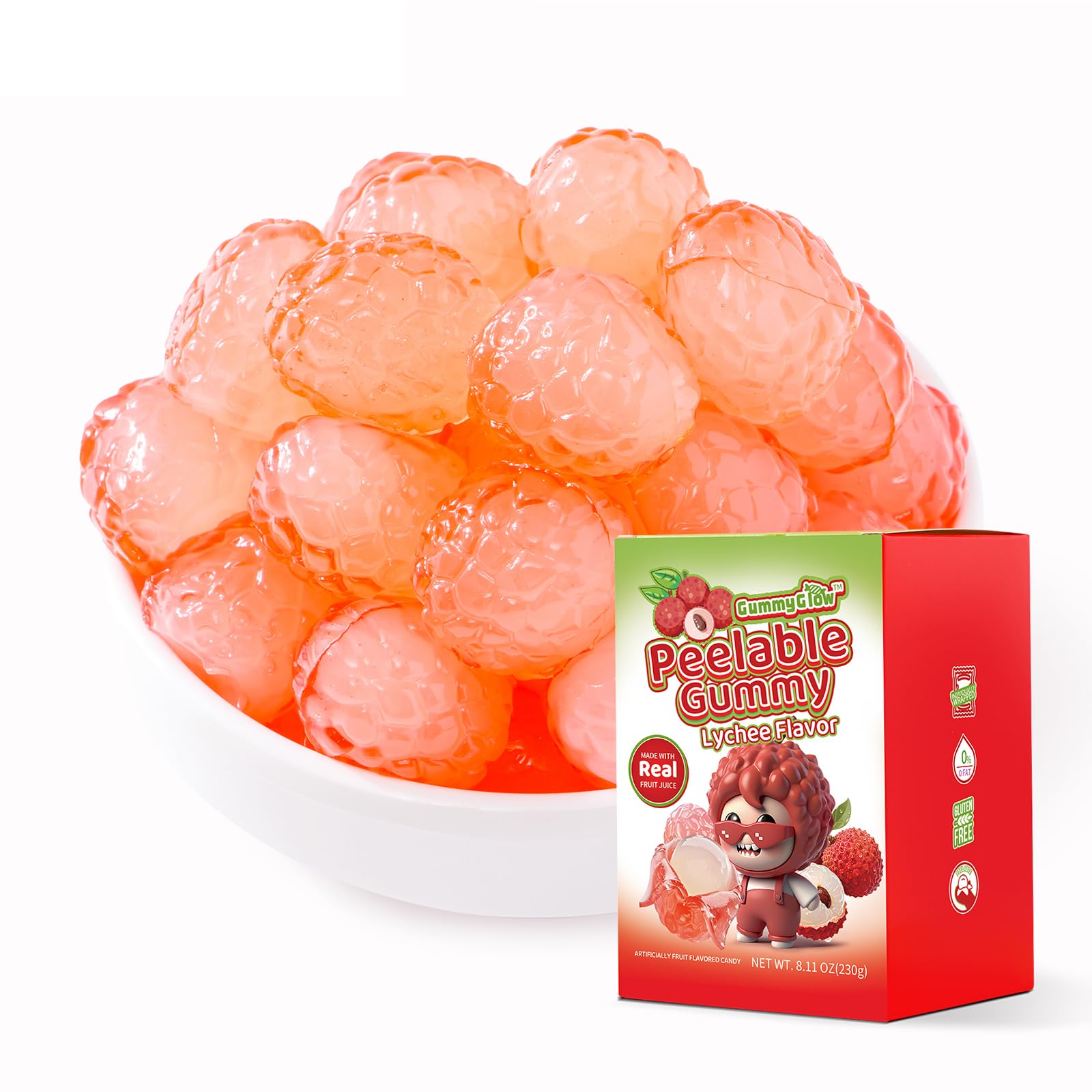 GummyGlow Peelable Fruity Gummy Candy, 8.1oz (230g) Box, 45-55 Individually Wrapped Chewy Candies, Fun to Peel, Perfect for Sharing, Party Favors