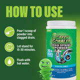 Green Gobbler Drain Clog Remover & Drain Cleaner Powder, 20+ Treatments, Maintenance Breaks Down Grease, Paper, Fat & Oil, Septic Safe