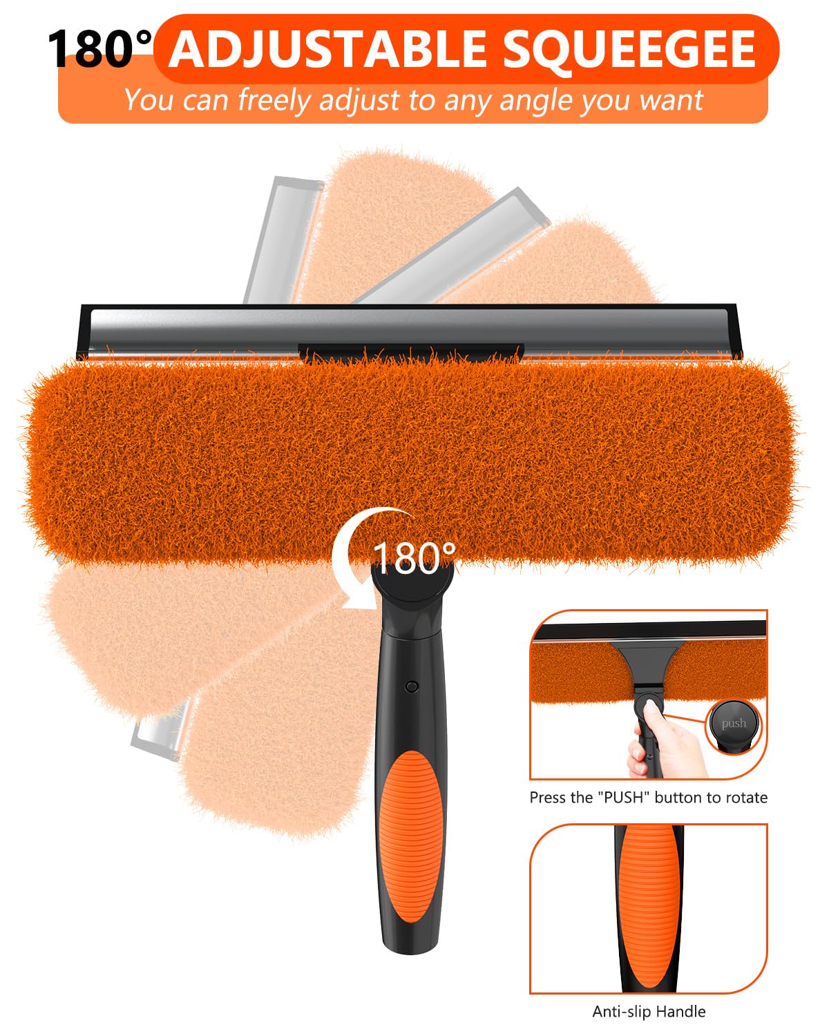 SKGPOLE 26FT Reach Window Squeegee for Window Cleaning Kit with 5-20 Foot Telescoping Extension Pole, 2 in 1 Window Squeegee, Cobweb Duster, Dust Kit