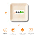 PlateEco Palm Leaf Plates Combo Pack - 8” & 10” Biodegradable Disposable Plates with Forks & Knives (25 Each) | Eco-Friendly Organic Areca Dinnerware