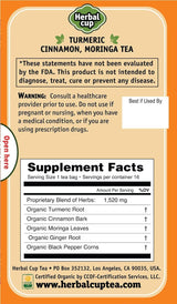 Herbal Cup Ayurveda Turmeric Tea, Organic Cinnamon Moringa, No Caffeine Herbal Supplement (16 Count, Pack of 1)
