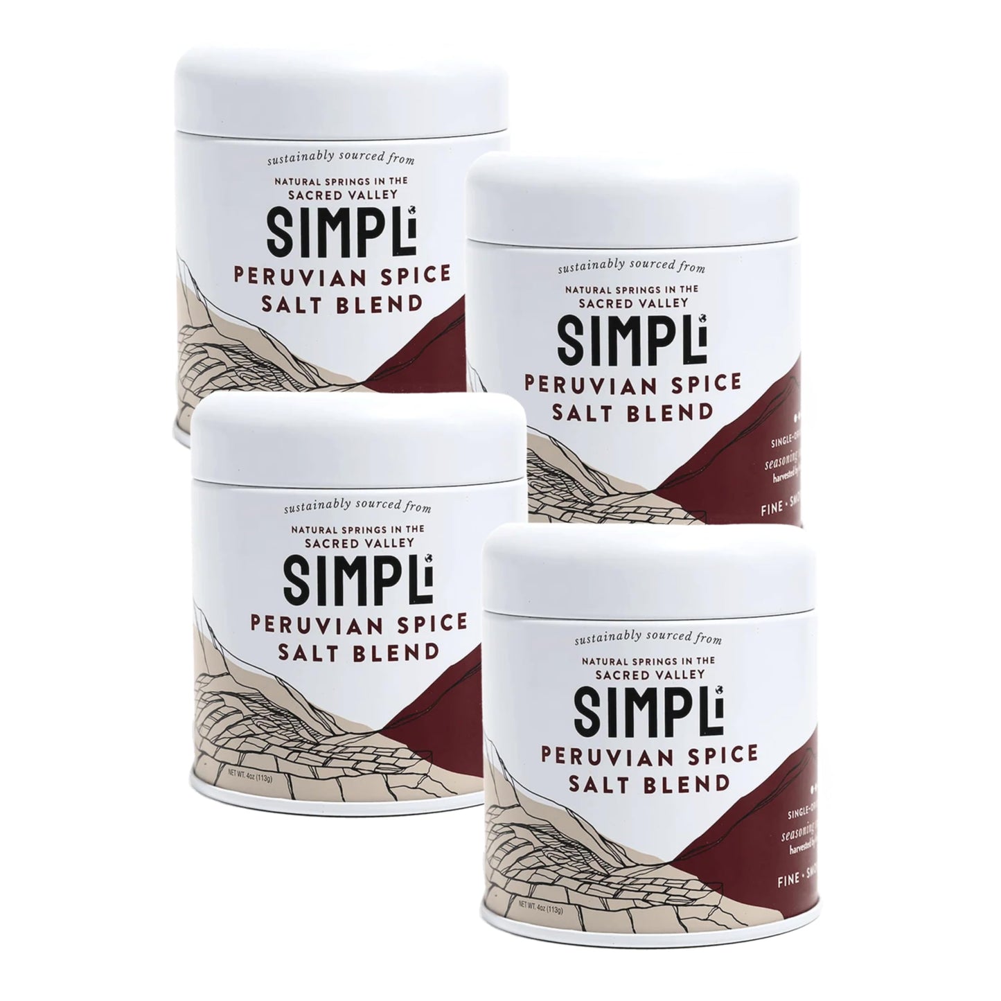 SIMPLi Peruvian Spice Salt, Organic Savory Seasoning Blend with Peruvian Pink Salt, All-Purpose Gourmet Salt for Cooking, Roasting & Grilling (4-Pack)