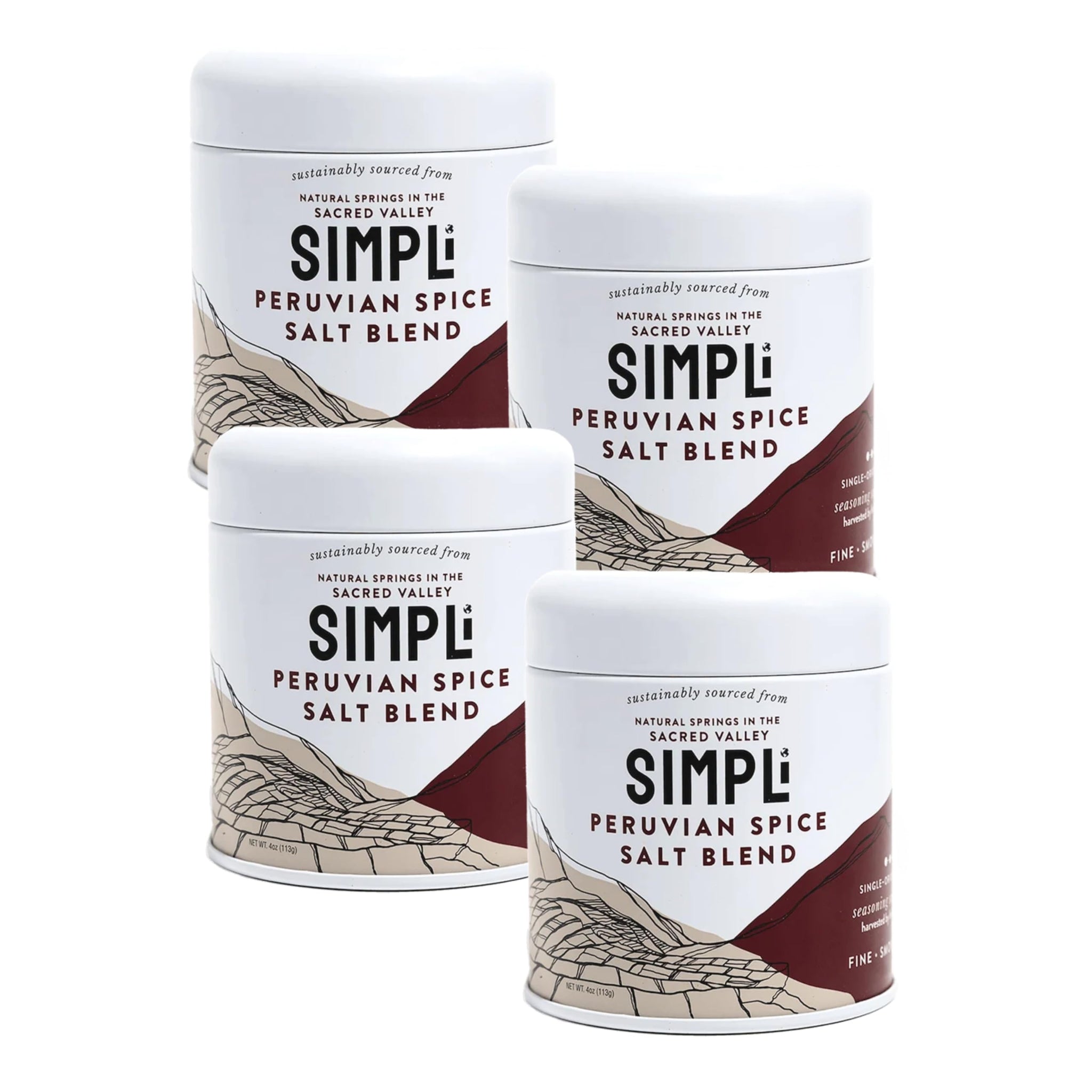 SIMPLi Peruvian Spice Salt, Organic Savory Seasoning Blend with Peruvian Pink Salt, All-Purpose Gourmet Salt for Cooking, Roasting & Grilling (4-Pack)
