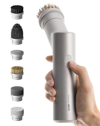 HOTO Handheld Short-Handle Electric Spin Scrubber, IPX7 Waterproof Cordless Scrubber Brush, Bathroom Cleaning Brush, Max 22 in-lb, with 9 Brush Heads