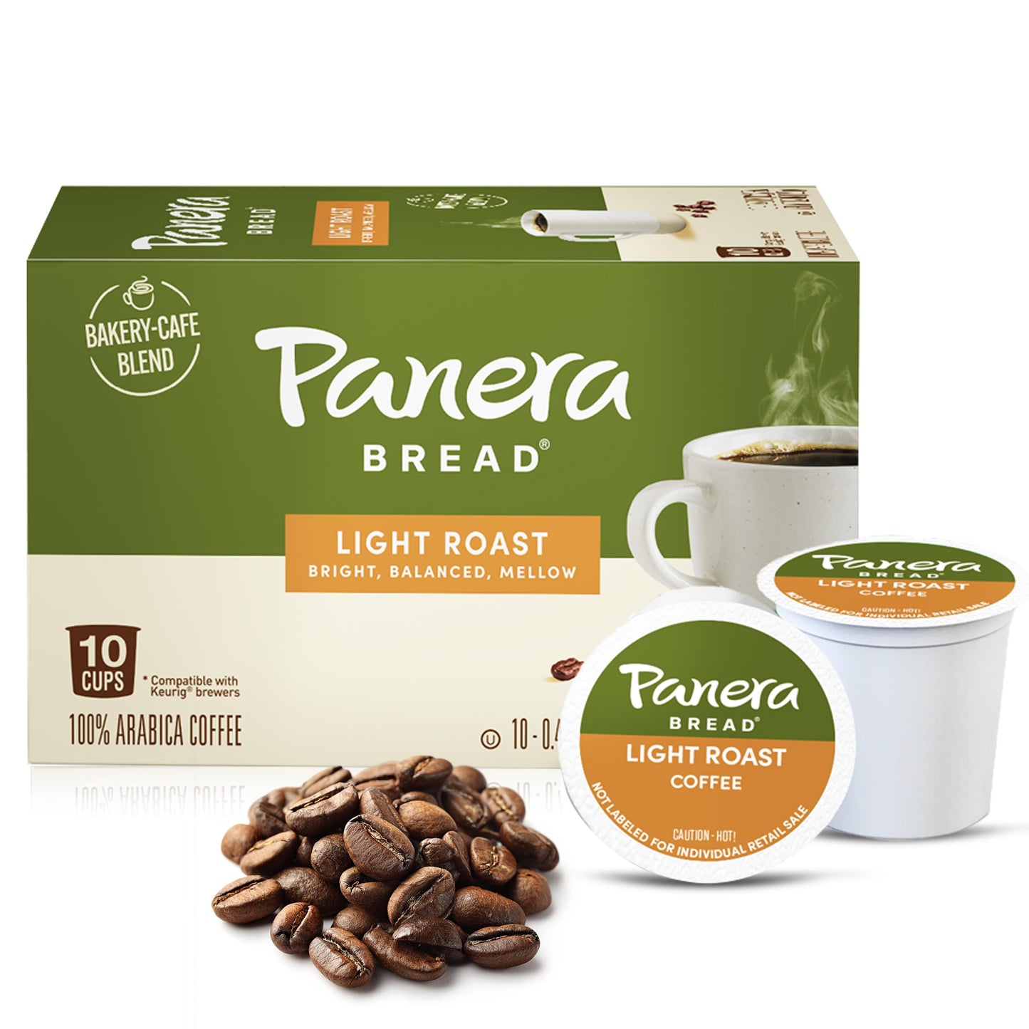 Panera Bread Light Roast Coffee Pods, 100% Arabica Coffee Keurig Compatible Cups,, Breakfast Blend Single Serve Pods, Smooth & Balanced, Kosher