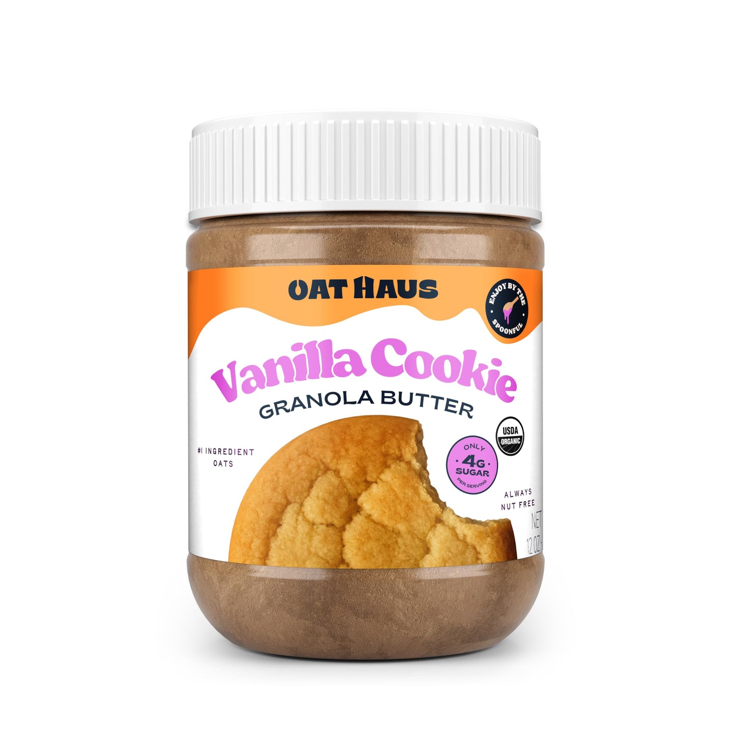 Oat Haus Organic Vanilla Cookie Granola Butter | Peanut-free, Almond (Tree-Nut) Free, & School-Safe (Top 8 Allergen Free) | Sunflower Seed & Cookie