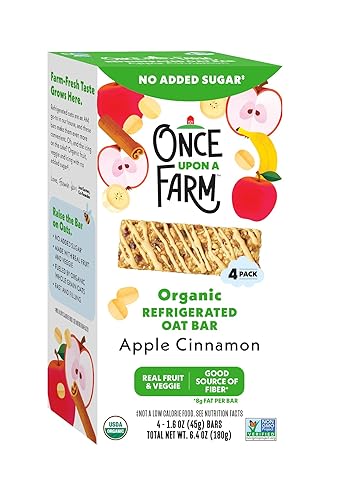 Once Upon a Farm Organic Apple Cinnamon Refrigerated Oat Kids' Bar Multipack,4-1.6oz Bars