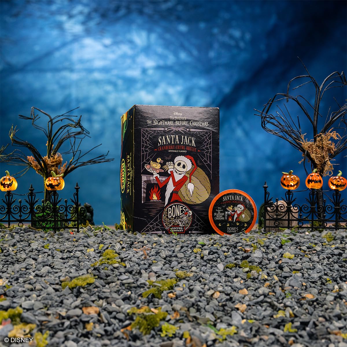 Bones Coffee Company Santa Jack, Cranberry Creme Brulee Flavored Coffee Pods, Low Acid Medium Roast Single-Serve Bones Cups for K-Cups Coffee Maker