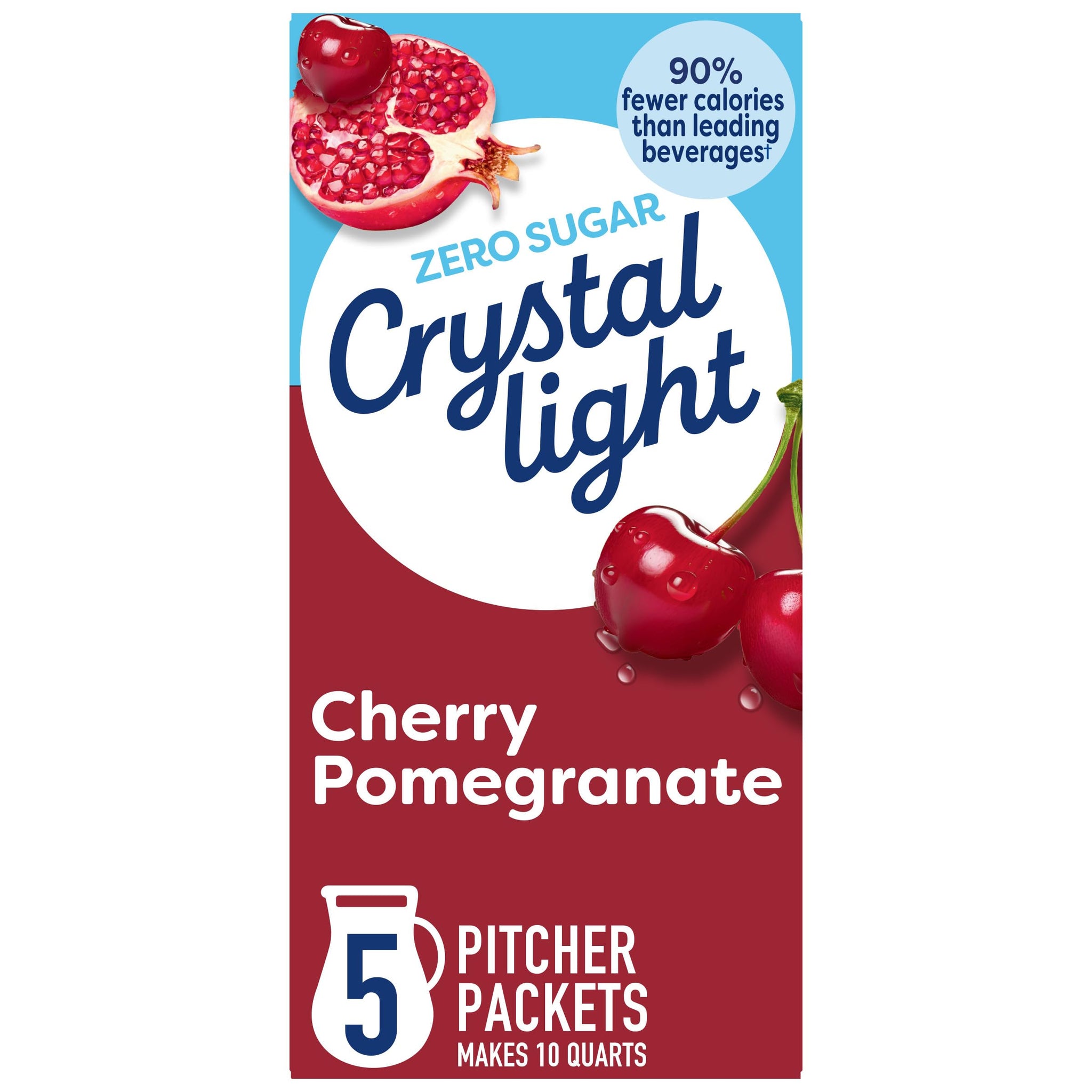 Crystal Light Drink Mix, 5 Pitcher Packets, for Flavorful Hydration and Shareable Refreshment, Cherry Pomegranate, flavored with other natural flavor