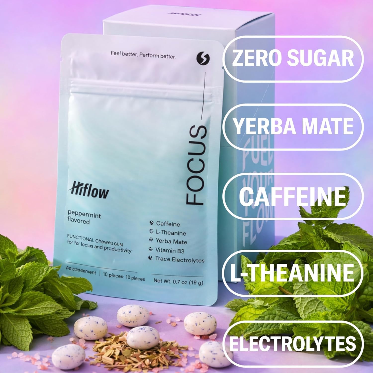 HIFLOW Energy Caffeine Gum + Yerba Mate